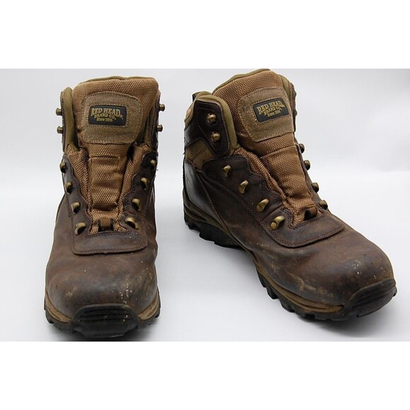 RedHead Boots Mens Sz 11.5W Wildcat Brown Leather Waterproof Hiking Work Ankle - Picture 1 of 9